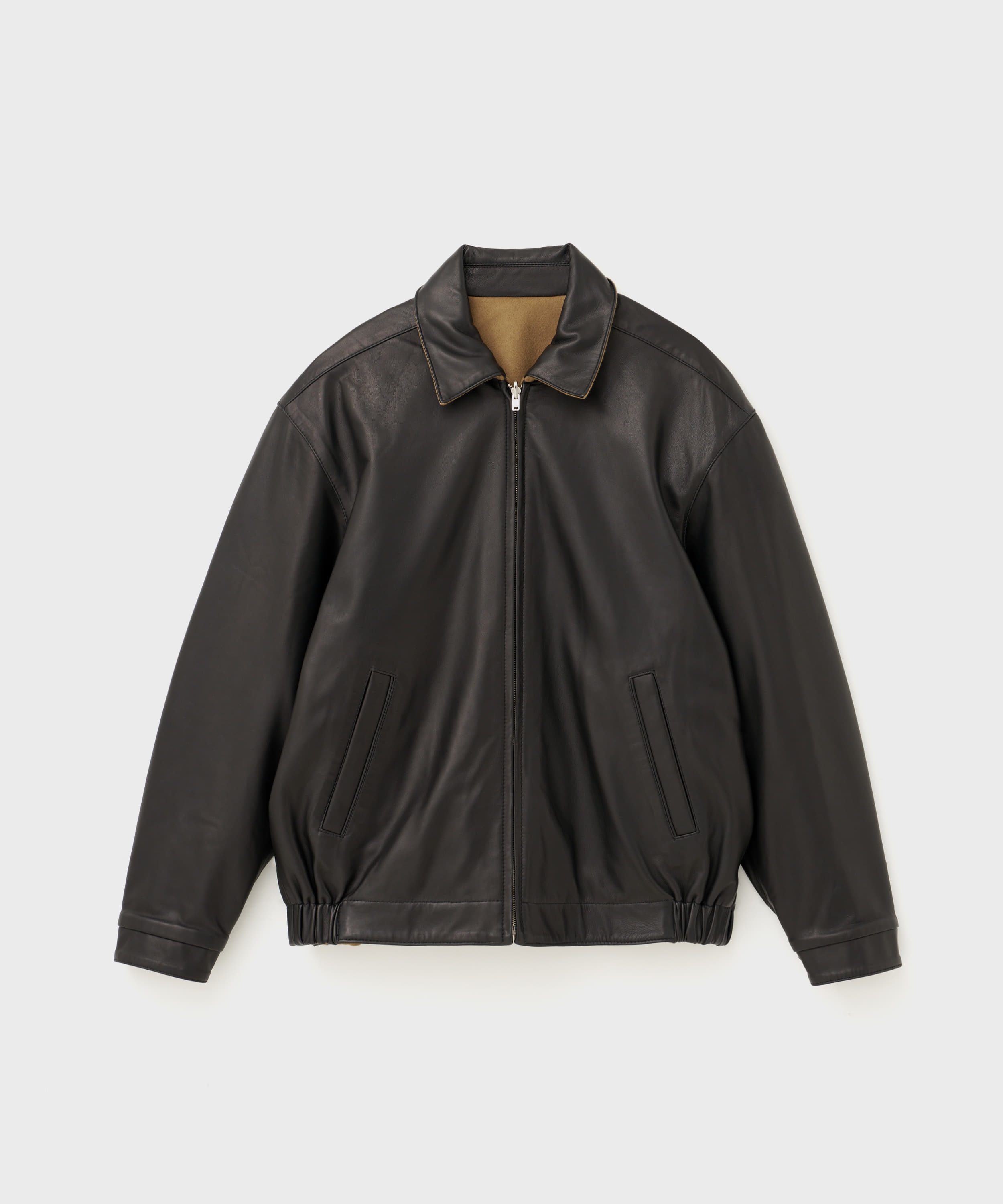 Reversible Leather Blouson (Camel)