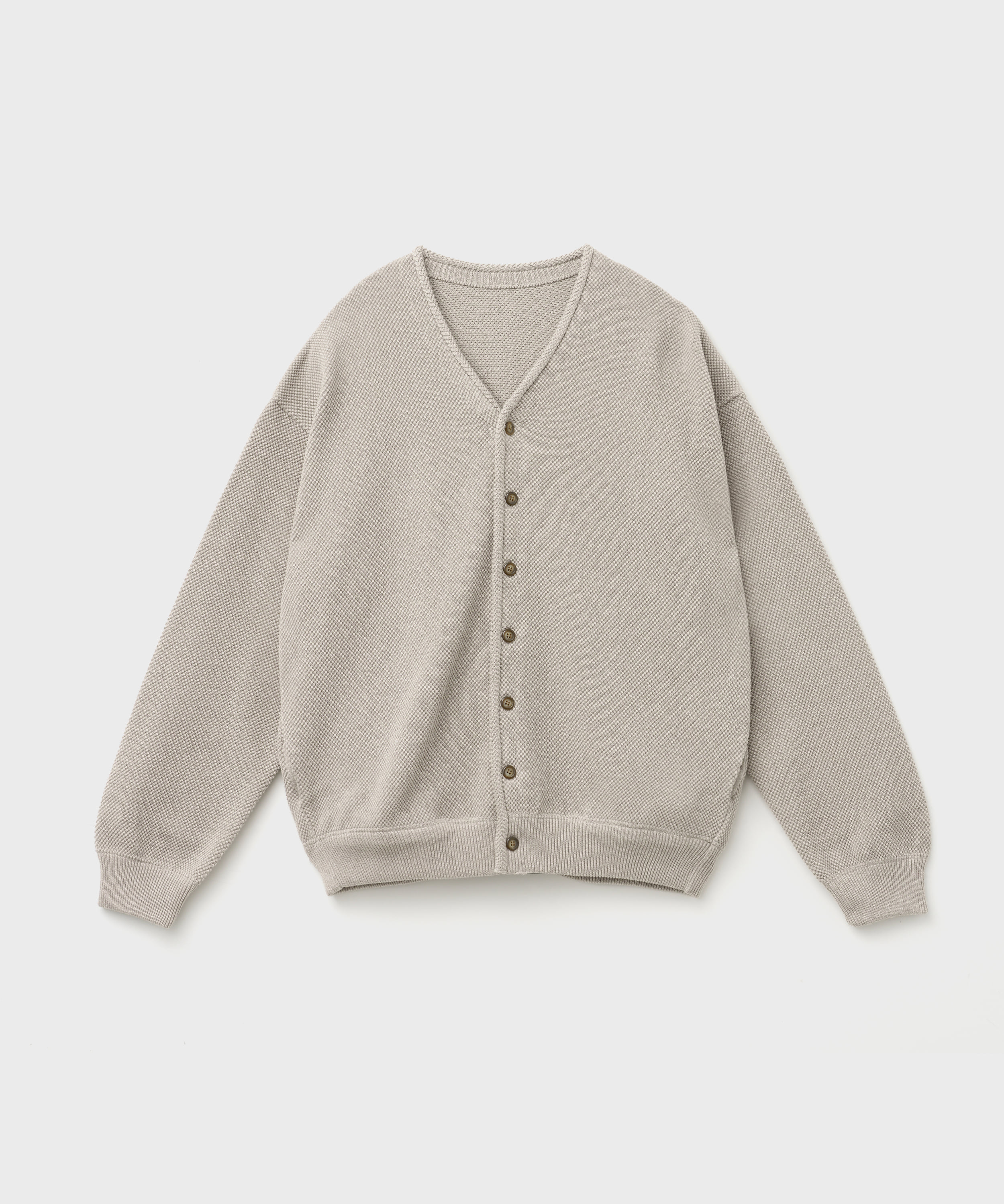 Moss Stitch V/N Cardigan (Beige)