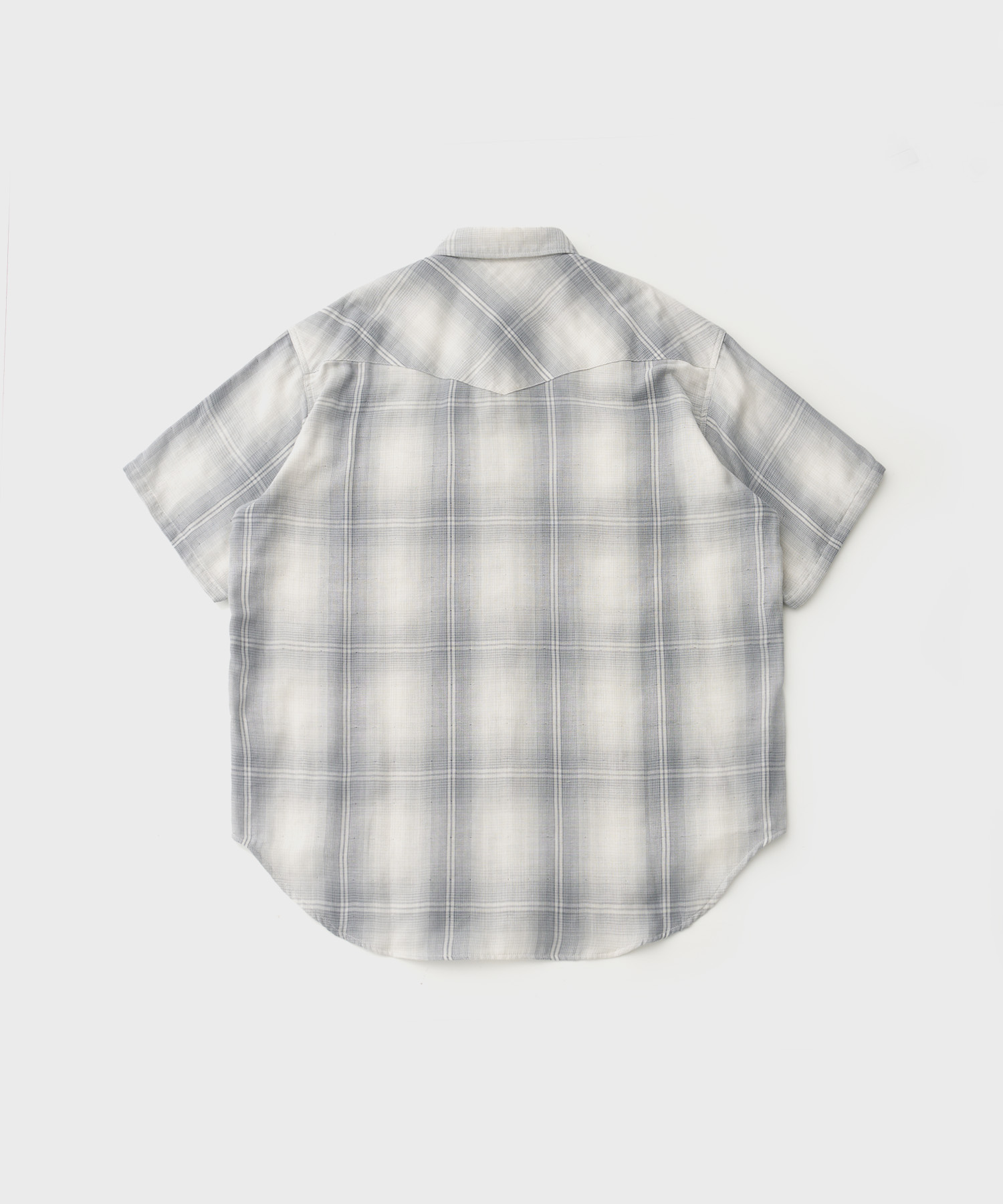 Western Shirt S/S Triple Gause Gilittery Check (Grey)