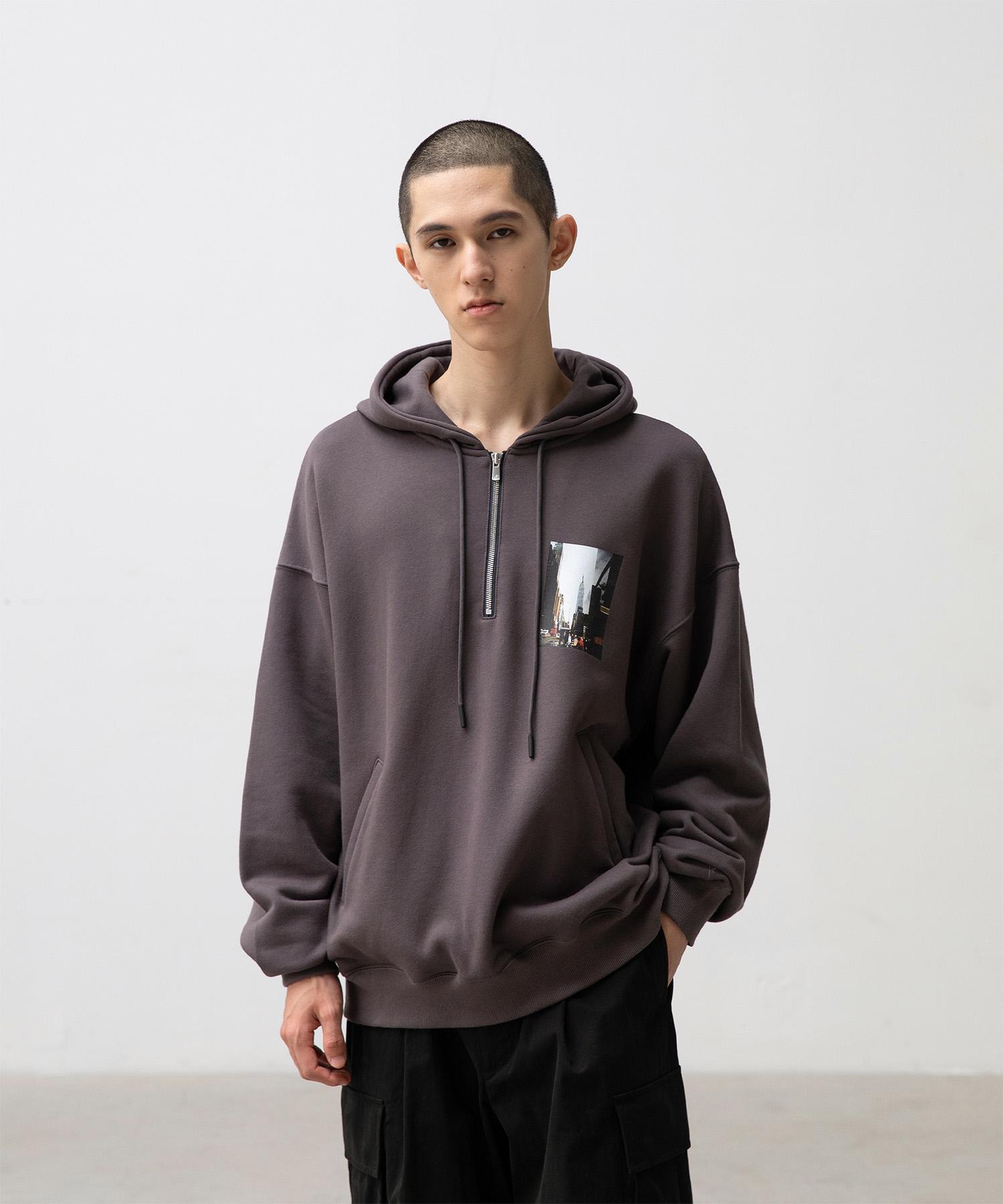 1984 Half Zip Hoodie Charcoal