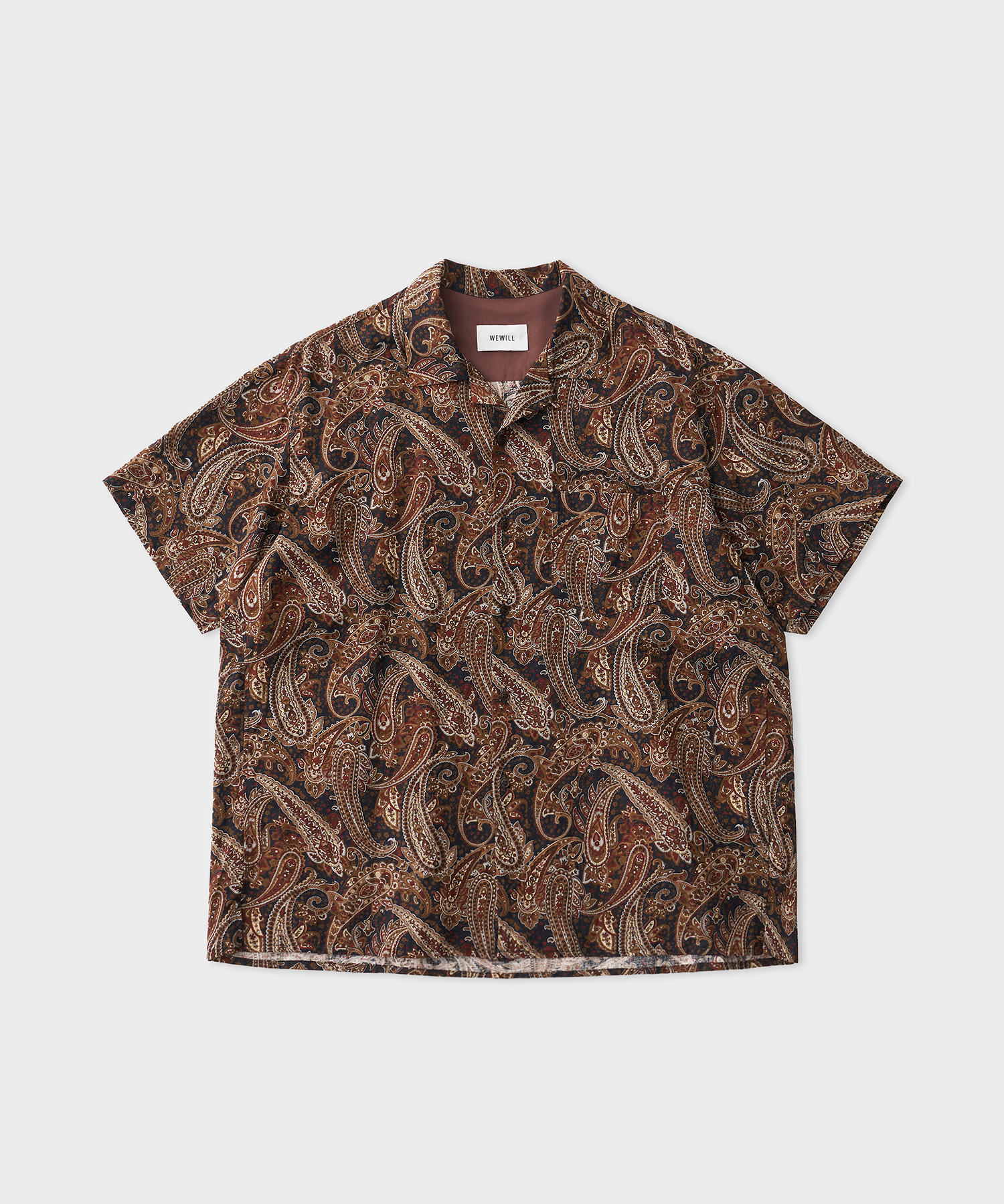 Paisley Open Collar DT Shirt (Brown)