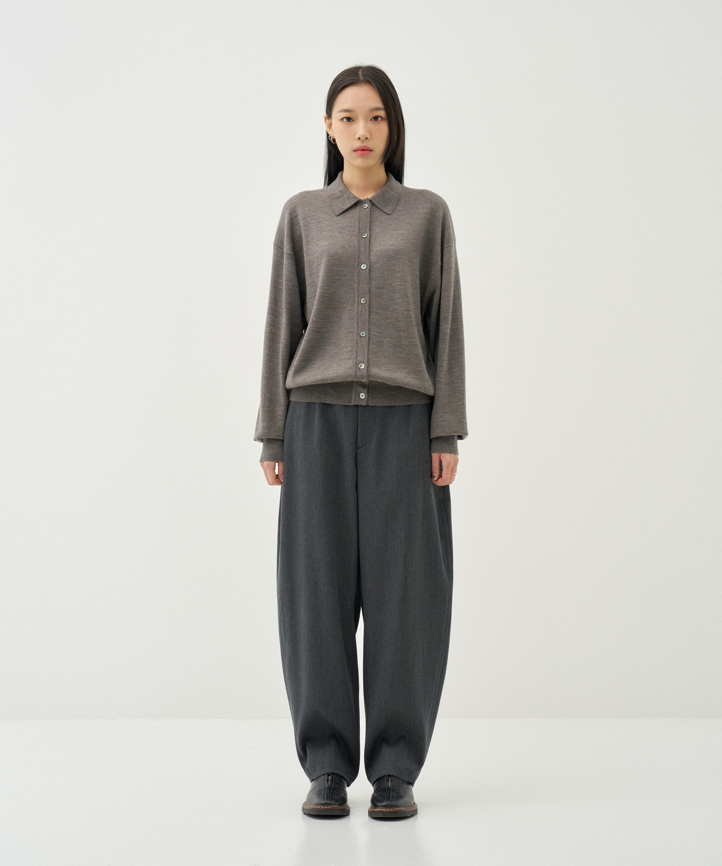 Knit Shirt L/S Woman (Gray)