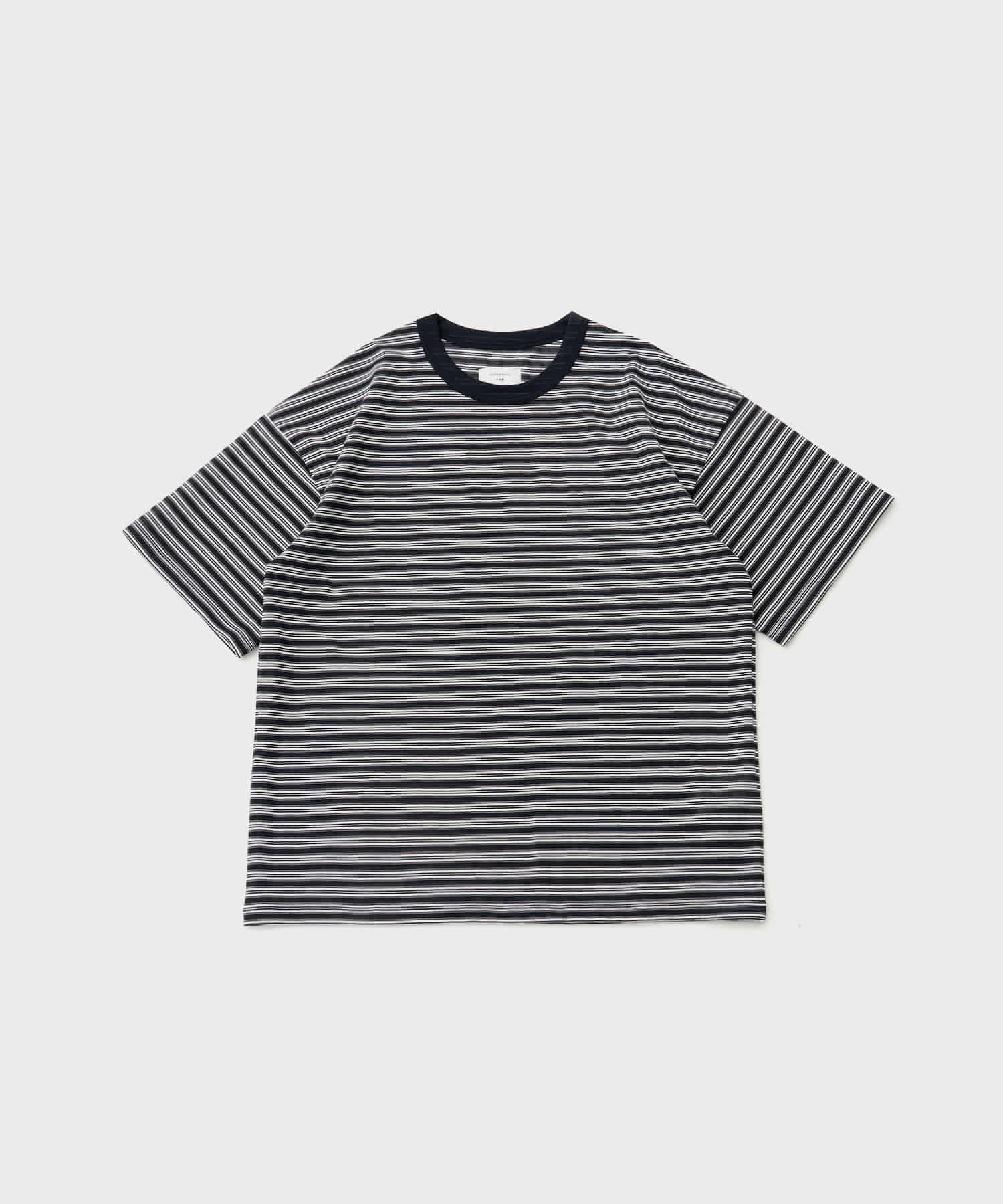 (w) Sheer Border S/S T-Shirt (Navy)