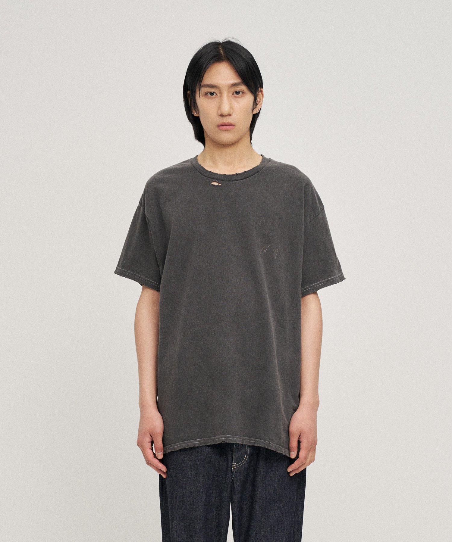 Embroidery Dyed T-Shirt (F.Black)