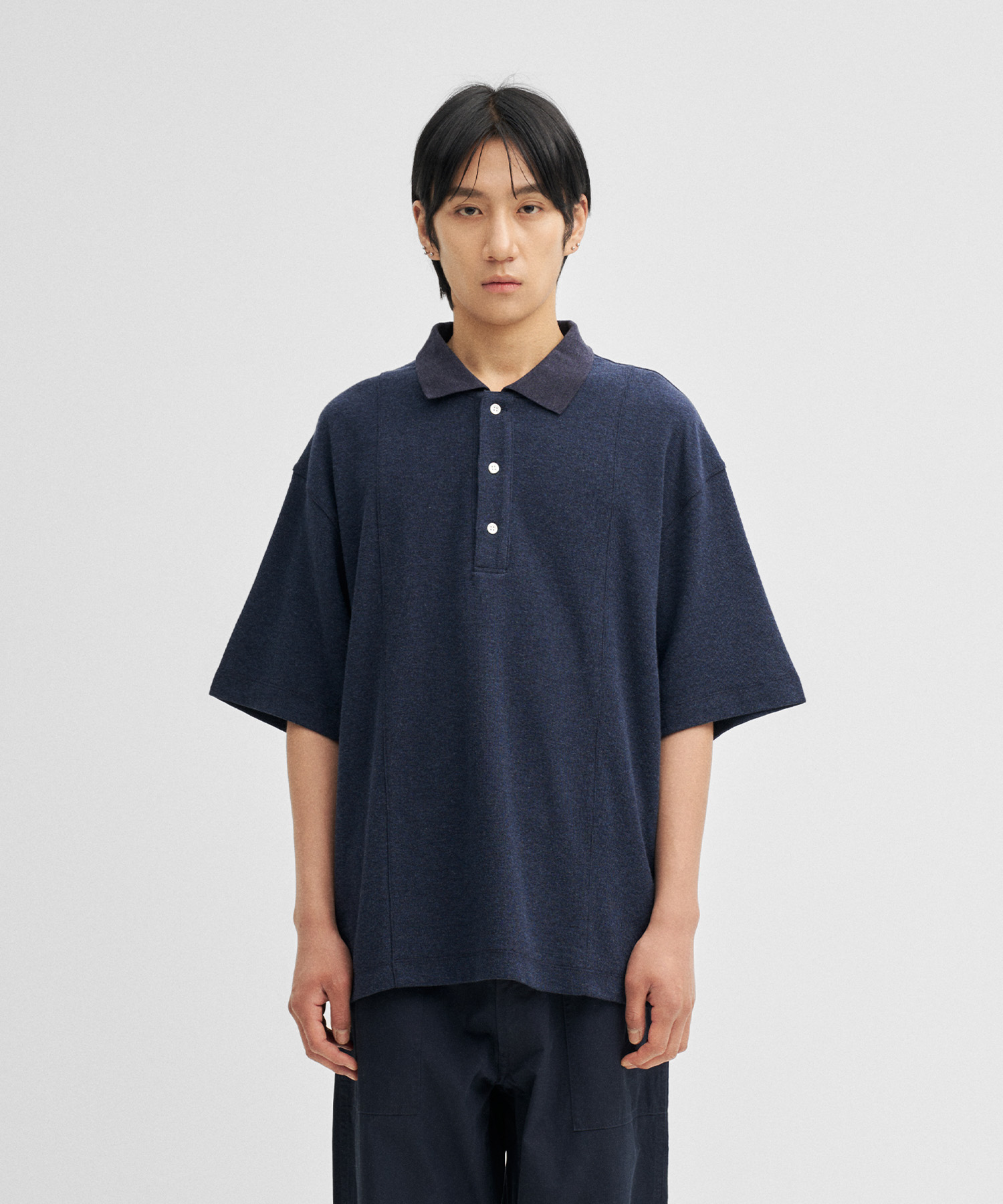 Cotton Knit S/S Polo (Navy)
