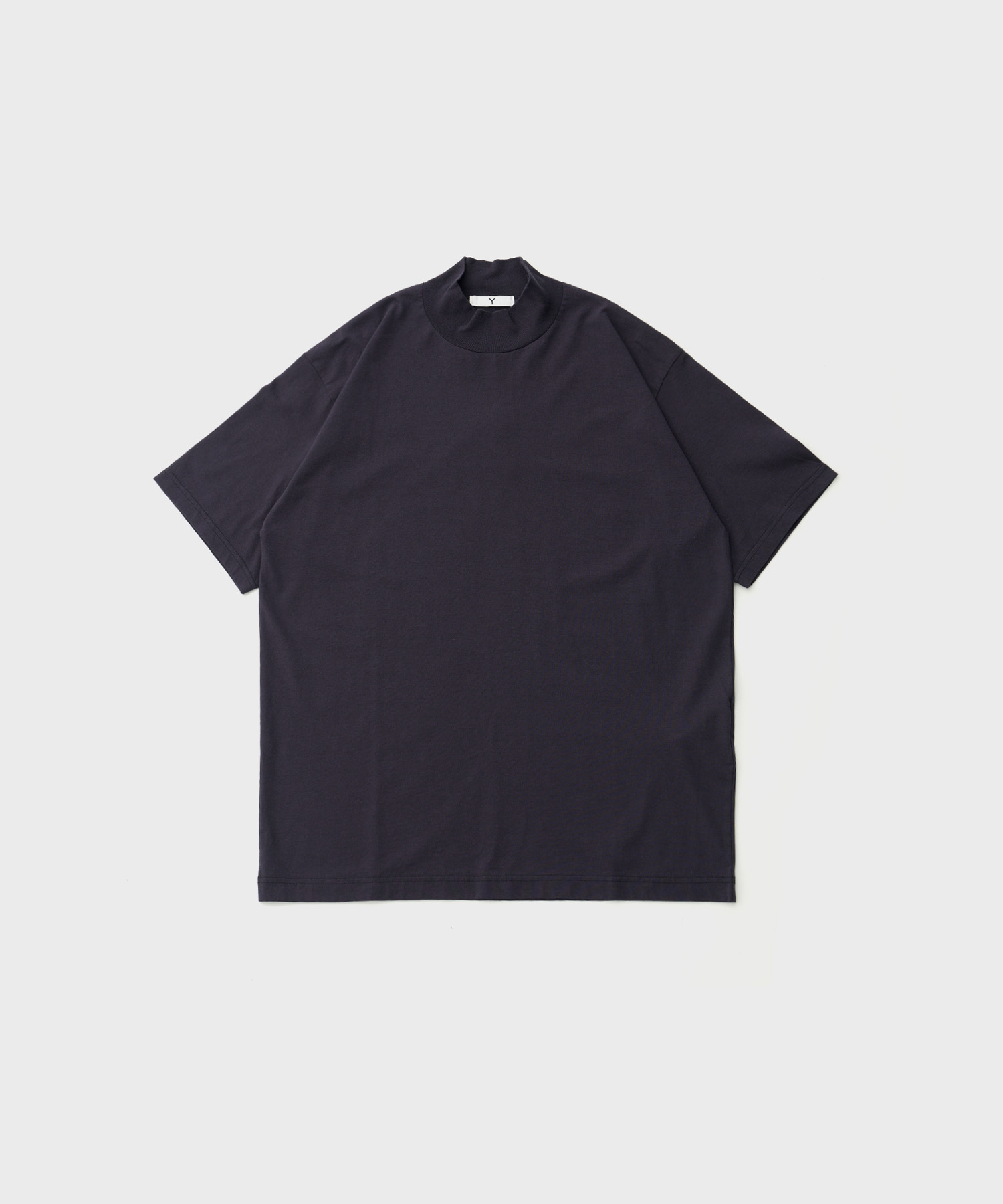 (w) Organic Cotton Jersey Mock Neck SS T Shirt (Navy)
