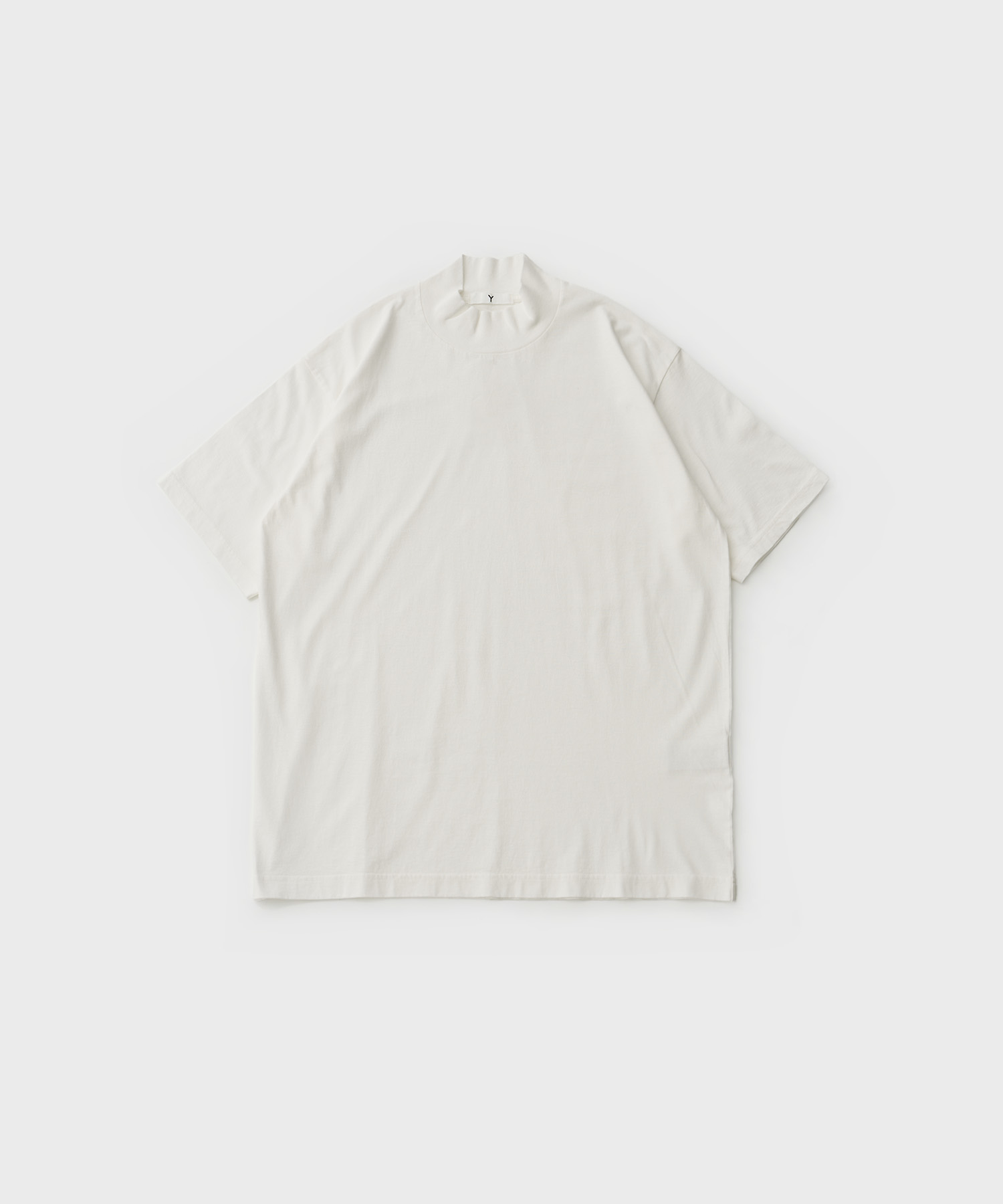 (w) Organic Cotton Jersey Mock Neck SS T Shirt (White)