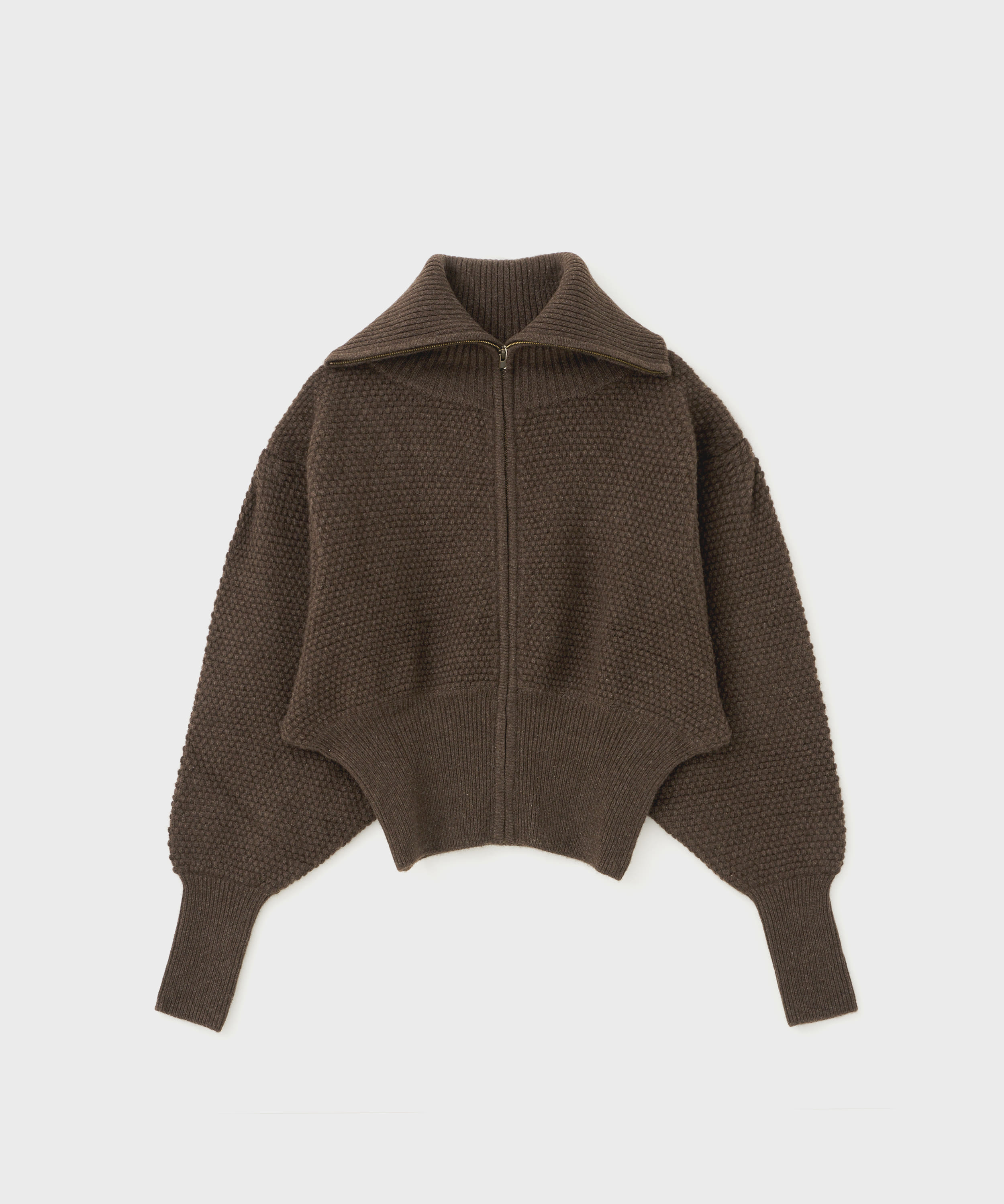 Zip Drivers Cropped Knit Woman (Dark Brown)