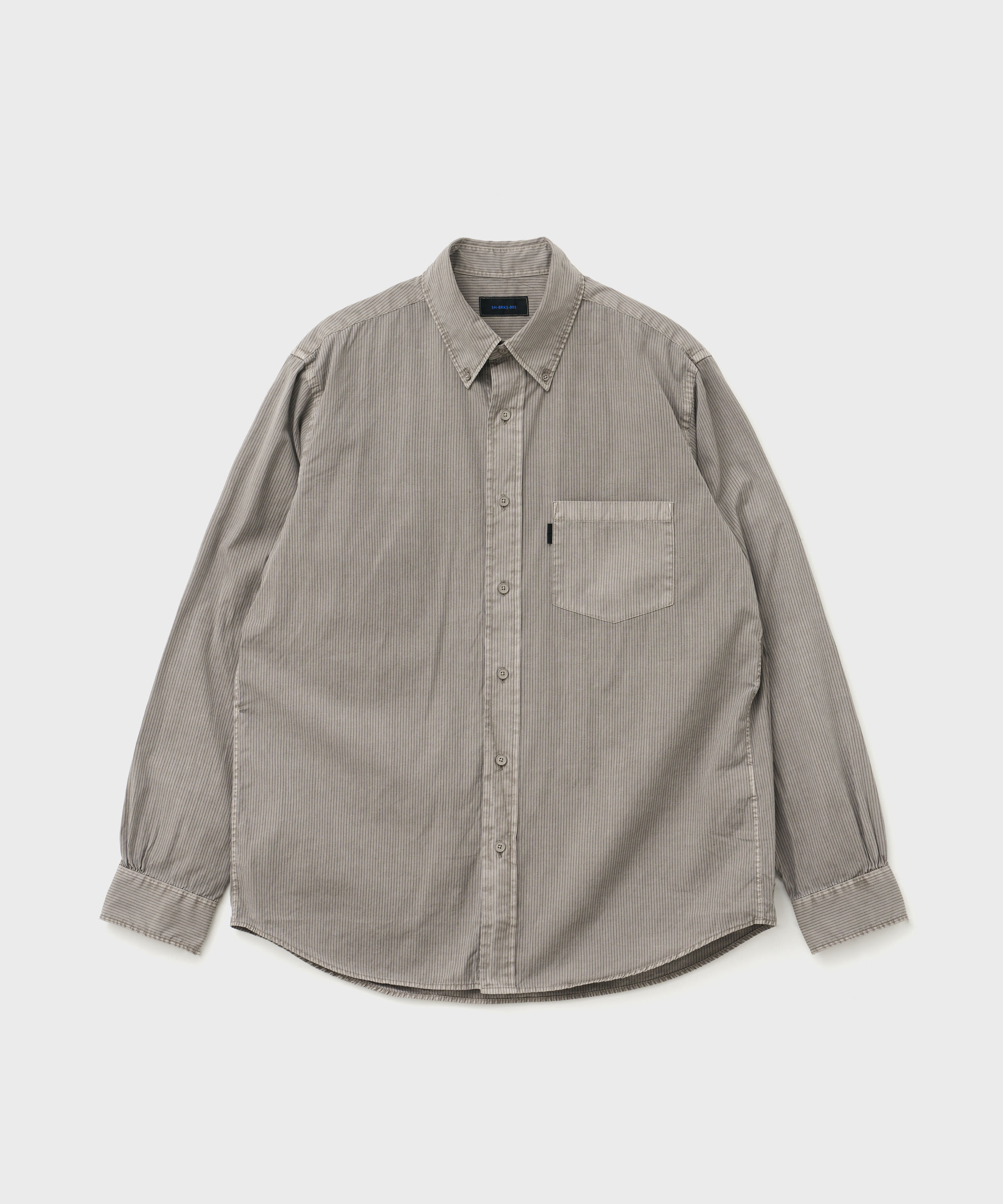 Button Down Shirt Garment Dye (Grey Stripe)