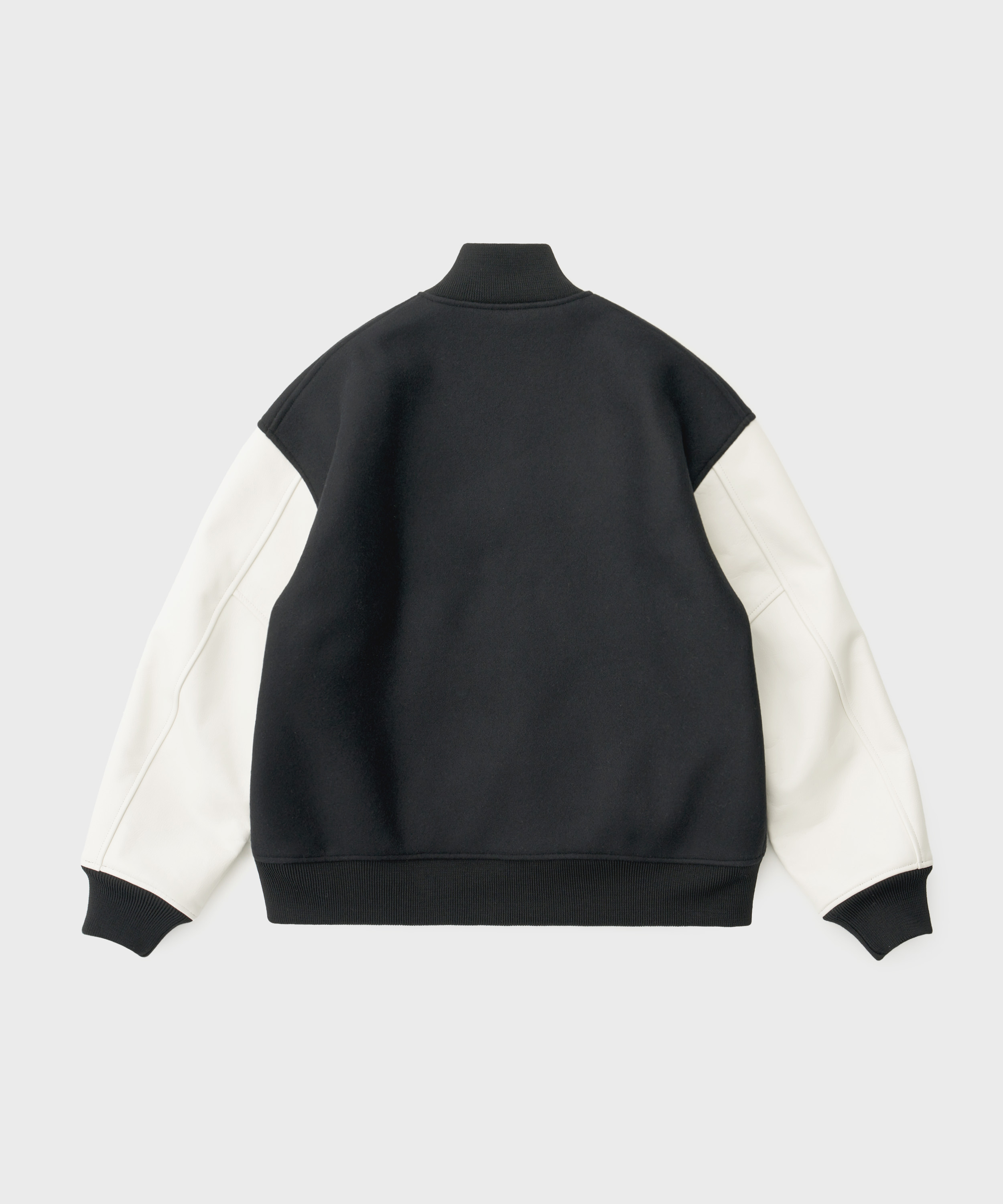 Wool Melton Error Fit Stadium Jacket (Black x White)