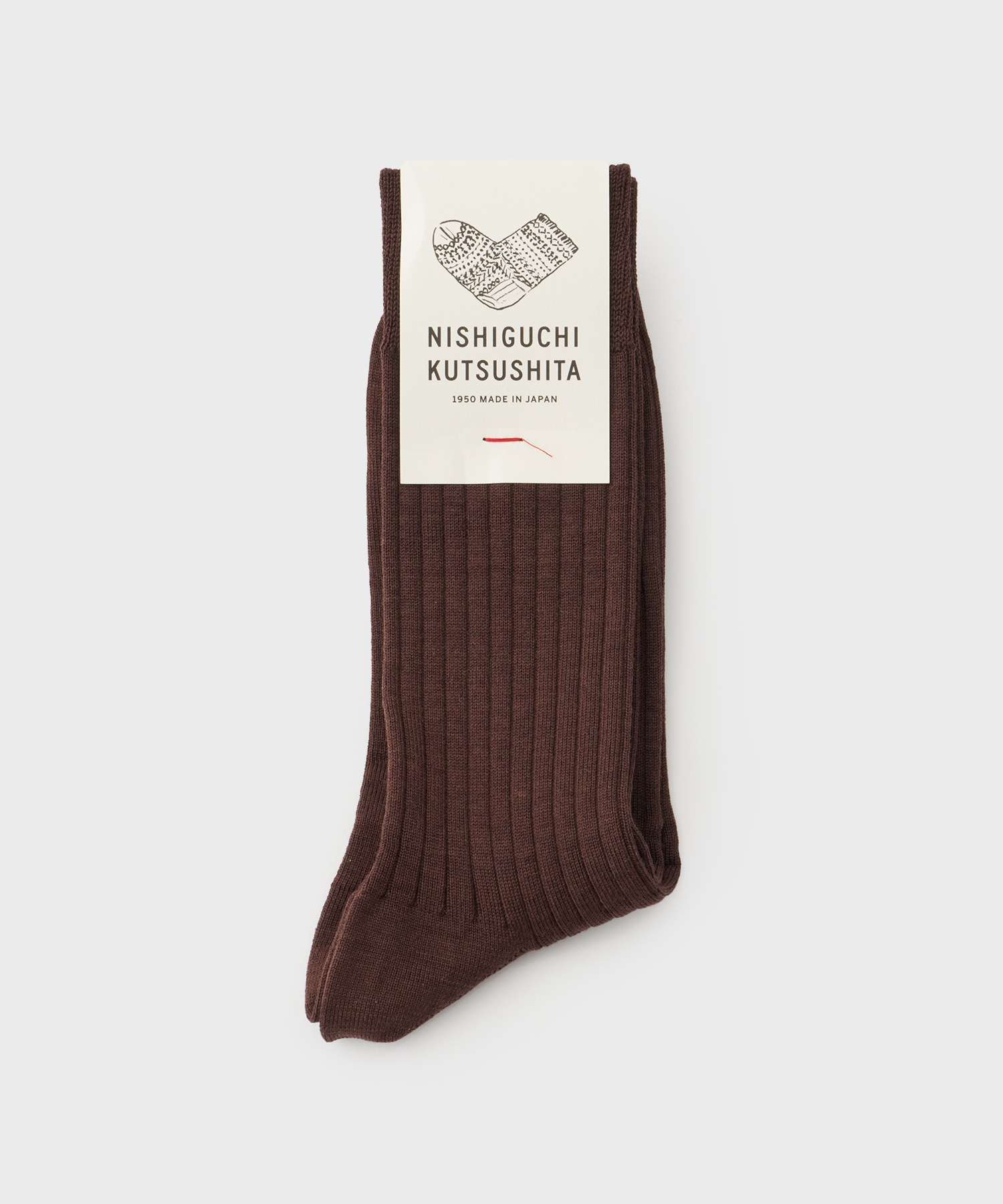 Silk Cotton Ribbed Socks (Brown)