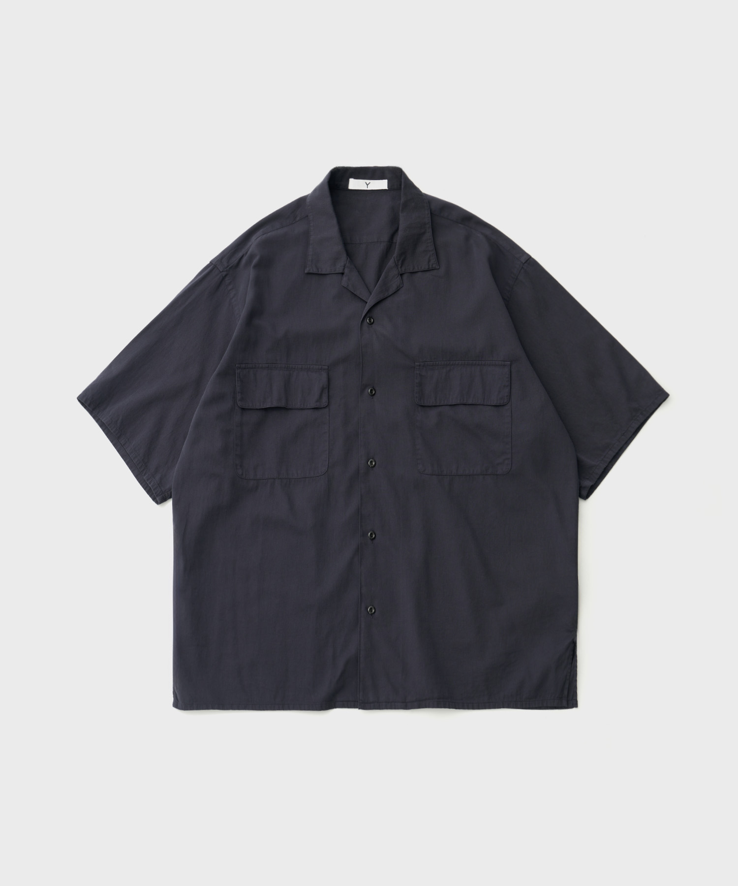 Organic Cotton Washer Satin Shirt (Navy)