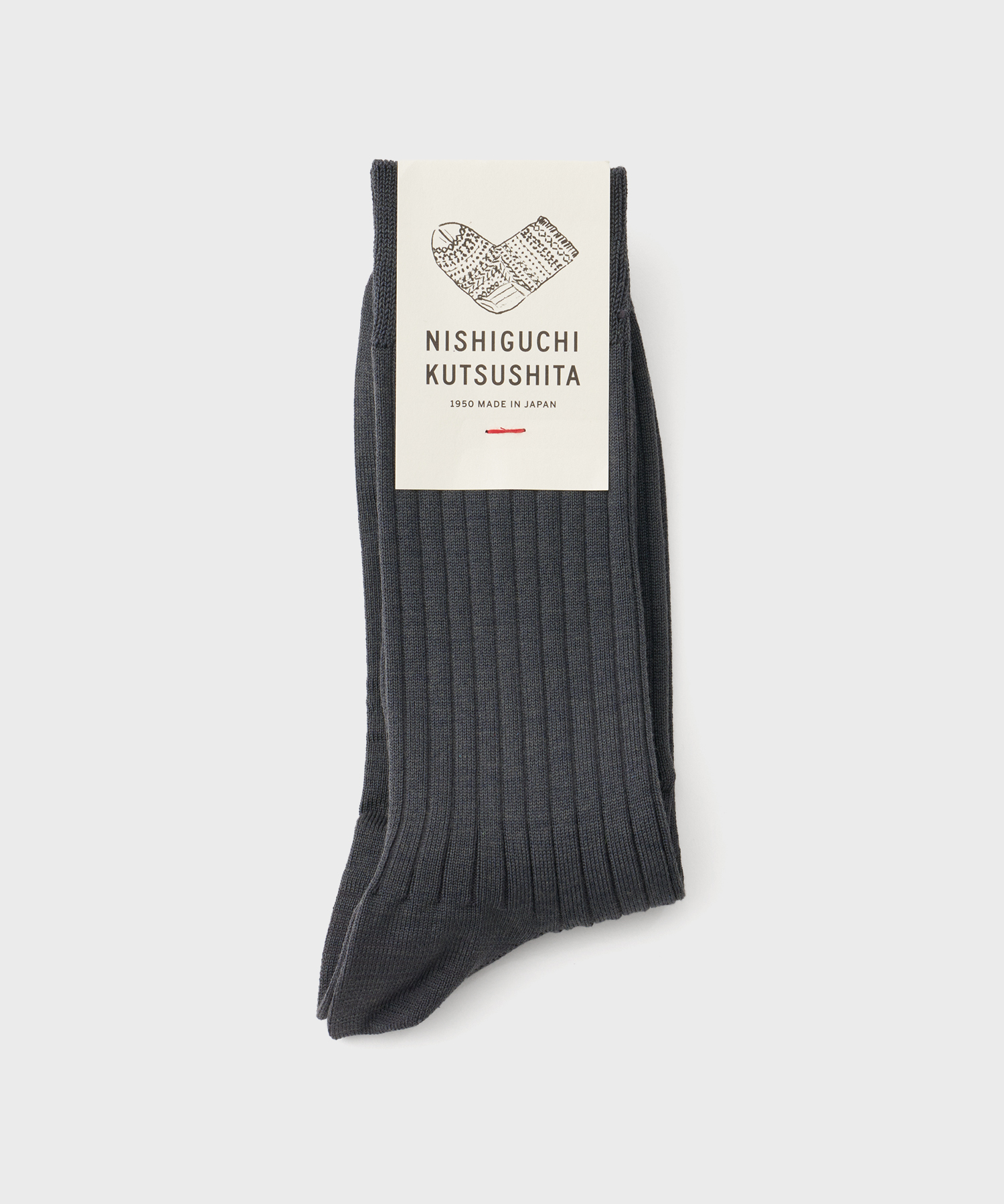 Silk Cotton Ribbed Socks (Charcoal)