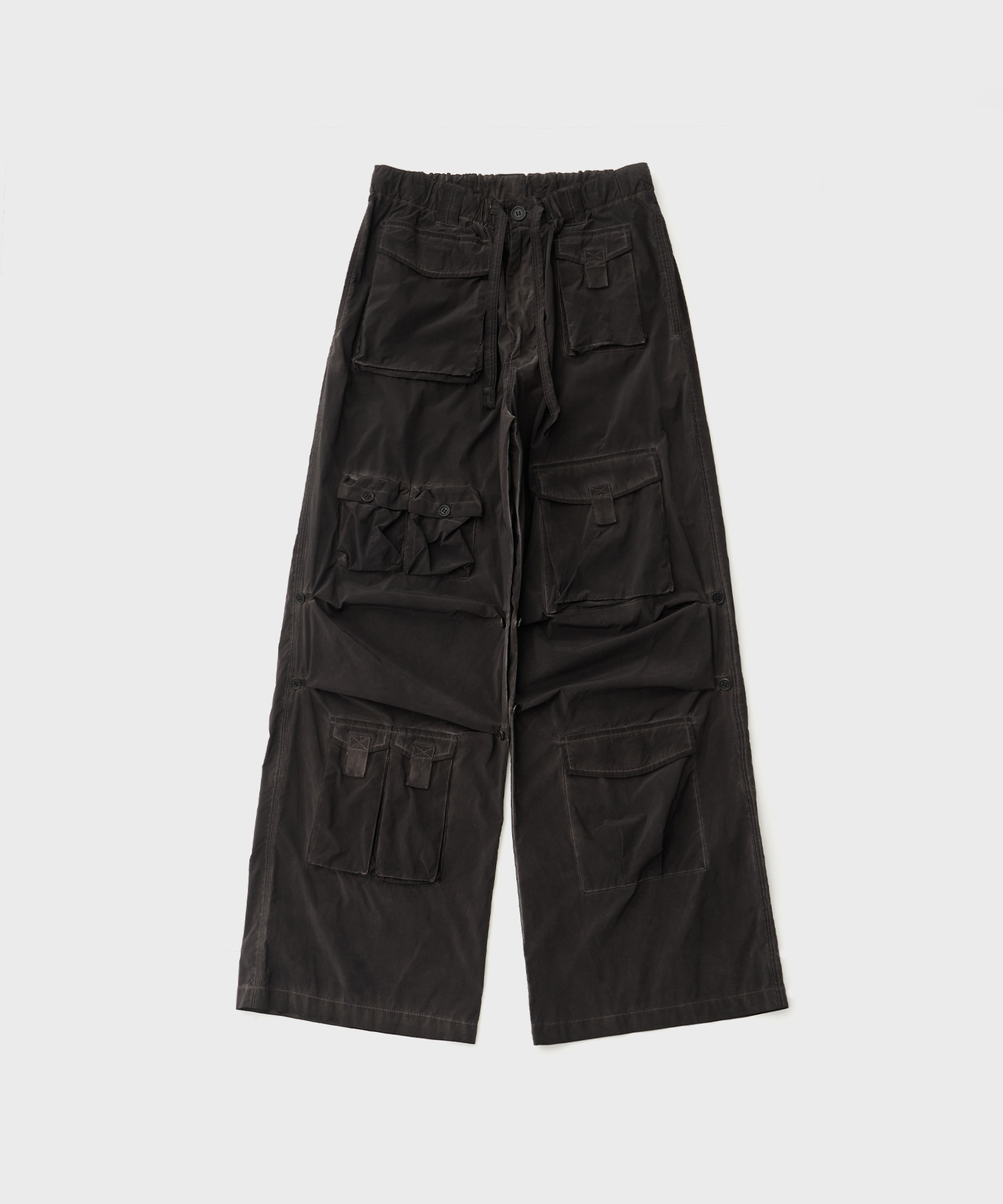 Vintage Wash PKT Nylon Pants (Vintage Mud Black)