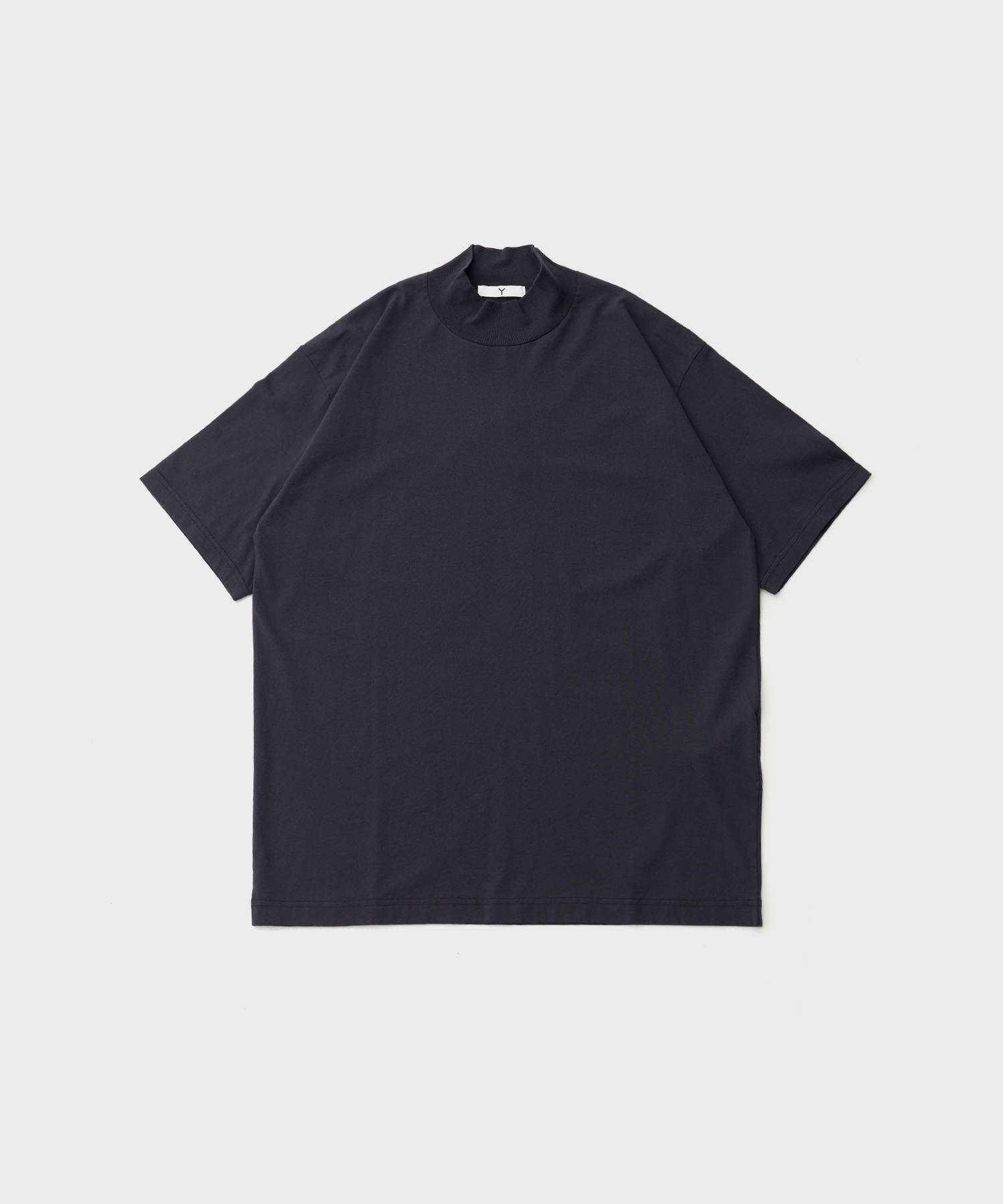Organic Cotton Jersey Mock Neck SS T Shirt (Navy)