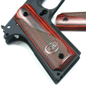 COLT 1911 Checkered/Smooth Rosewood Pistol Grip w/Logo! Beautiful FullSize NEW! 