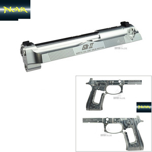 Beretta M92 Elite II Slide&amp;M92FS New Style Frame  for Marui M9A1-Aluminum Naked Silver