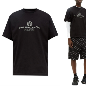 [국내배송] 발렌시아가 BALENCIAGA 크라운 실버 반팔 블랙