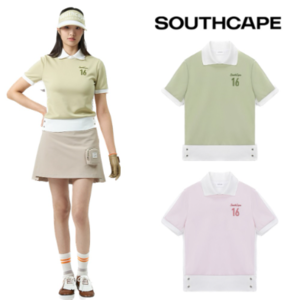 [국내배송] 사우스케이프 SOUTHCAPE 배색 16로고 자수 카라티 2color