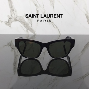 [국내배송] 생로랑 SAINT LAURENT 메탈로고 선글라스 카키그린렌즈/블랙프레임