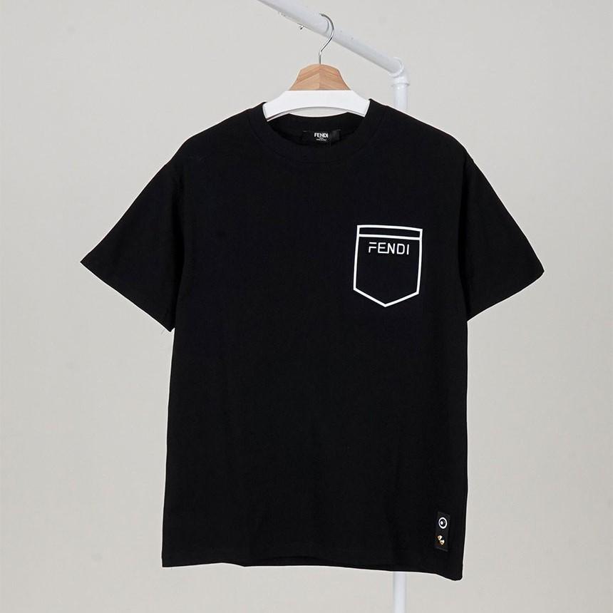 [국내배송][반품가능] 펜디 FENDI 남성 화이트 포켓 레터링 로고 코튼 티셔츠