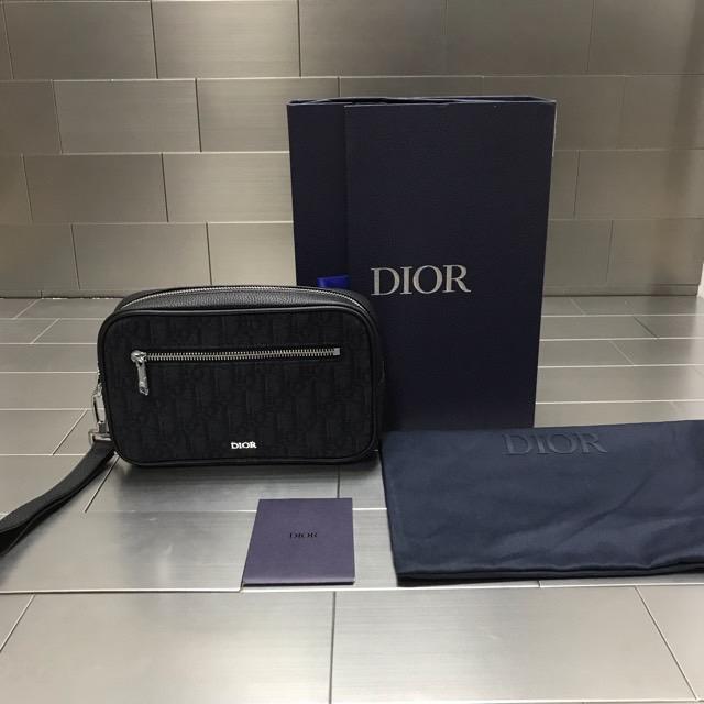 [국내배송] 디올 DIOR HOMME Oblique 자카드 파우치백 블랙