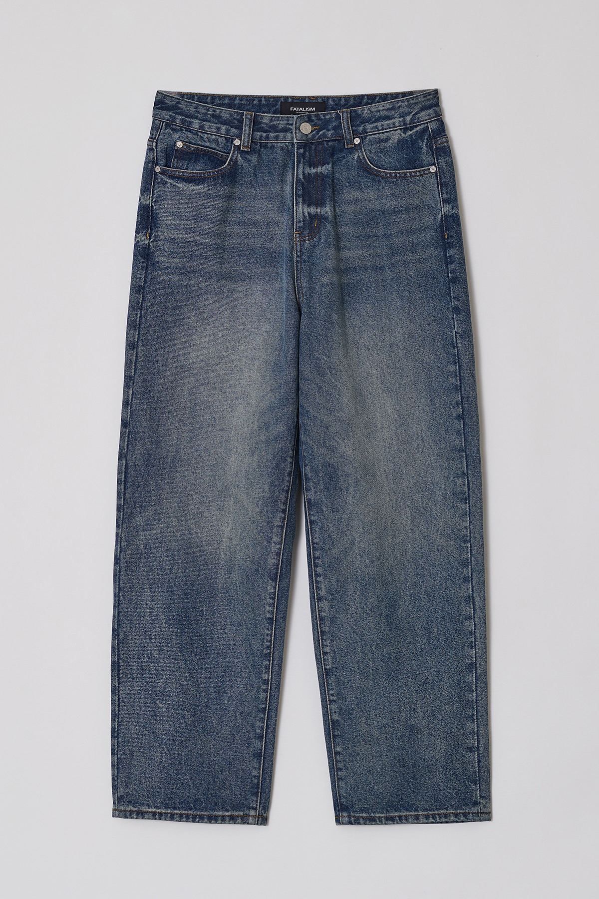 Crack washed deep blue wide fit