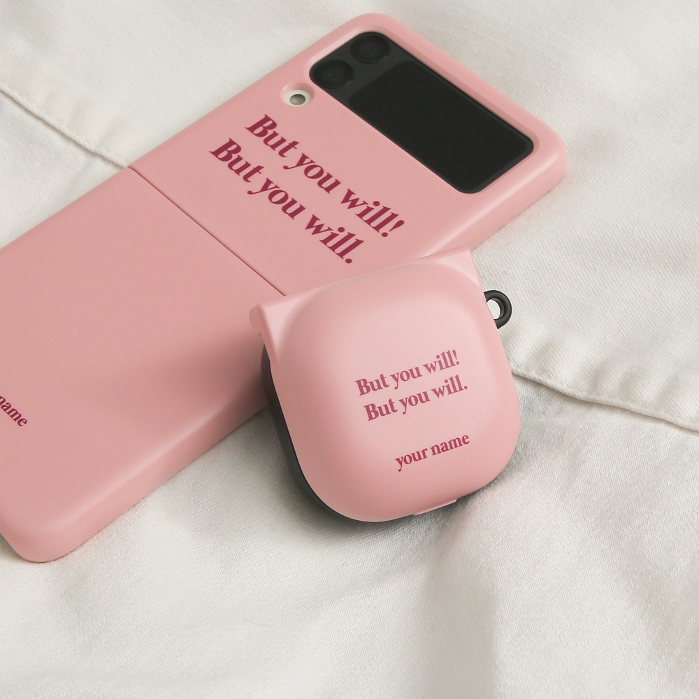 (Buds 2/Live/Pro Case) Simply Text Pink