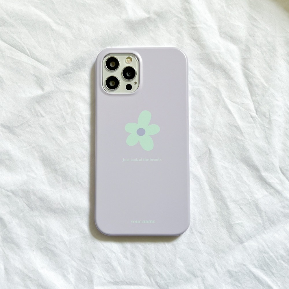 (Phone Case) Flower Color Mint/Purple