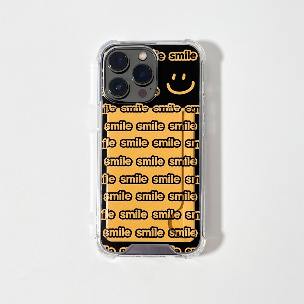 (Card Pocket) Smile Pattern Black Yellow 스마일 패턴 블랙 옐로 카드 포켓