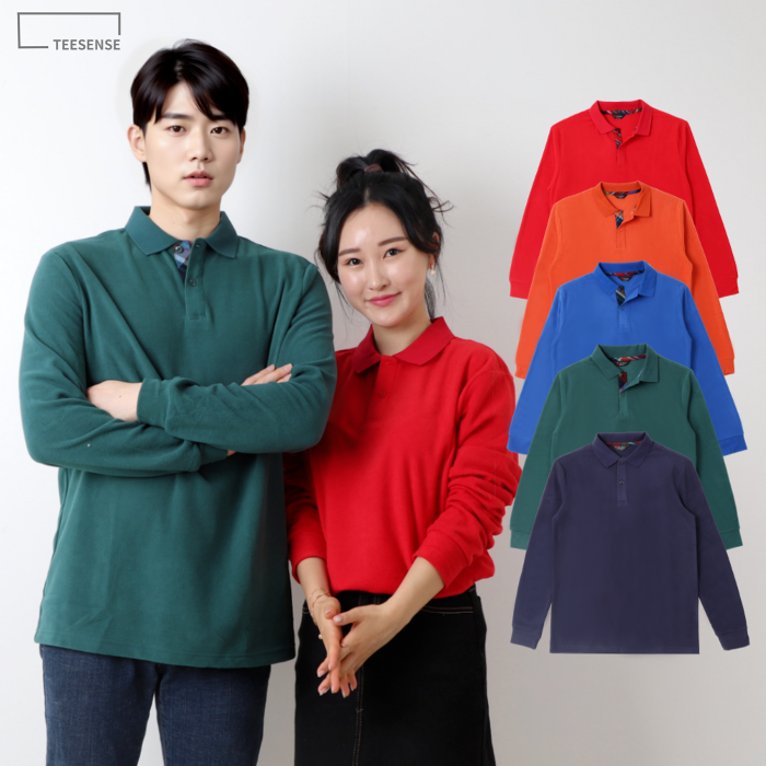 긴팔 후리스카라 티셔츠 남녀공용 S~3XL 가을 겨울 커플티 단체복 MT 유니폼