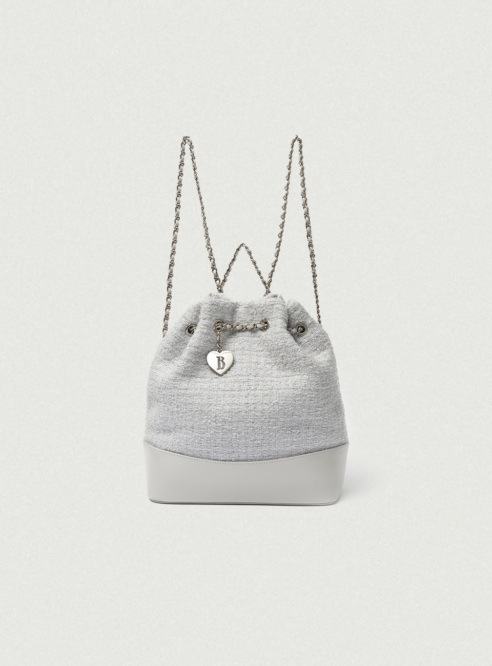 Tweed Drawstring Chain Backpack_Mint - The Barnnet