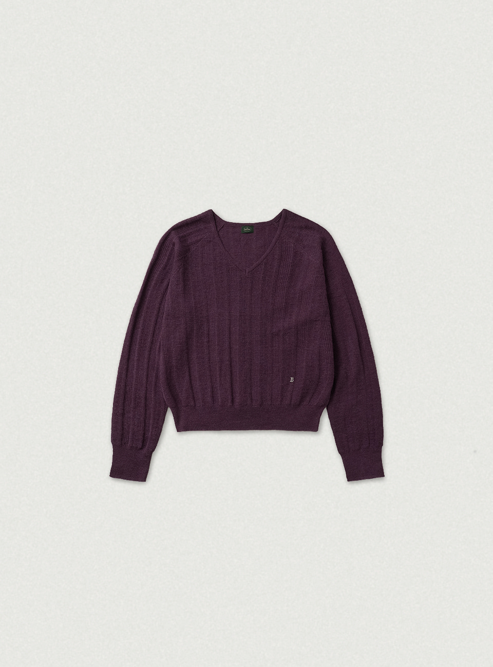 Veil Mohair Pointelle V-neck Knit - Deep Purple