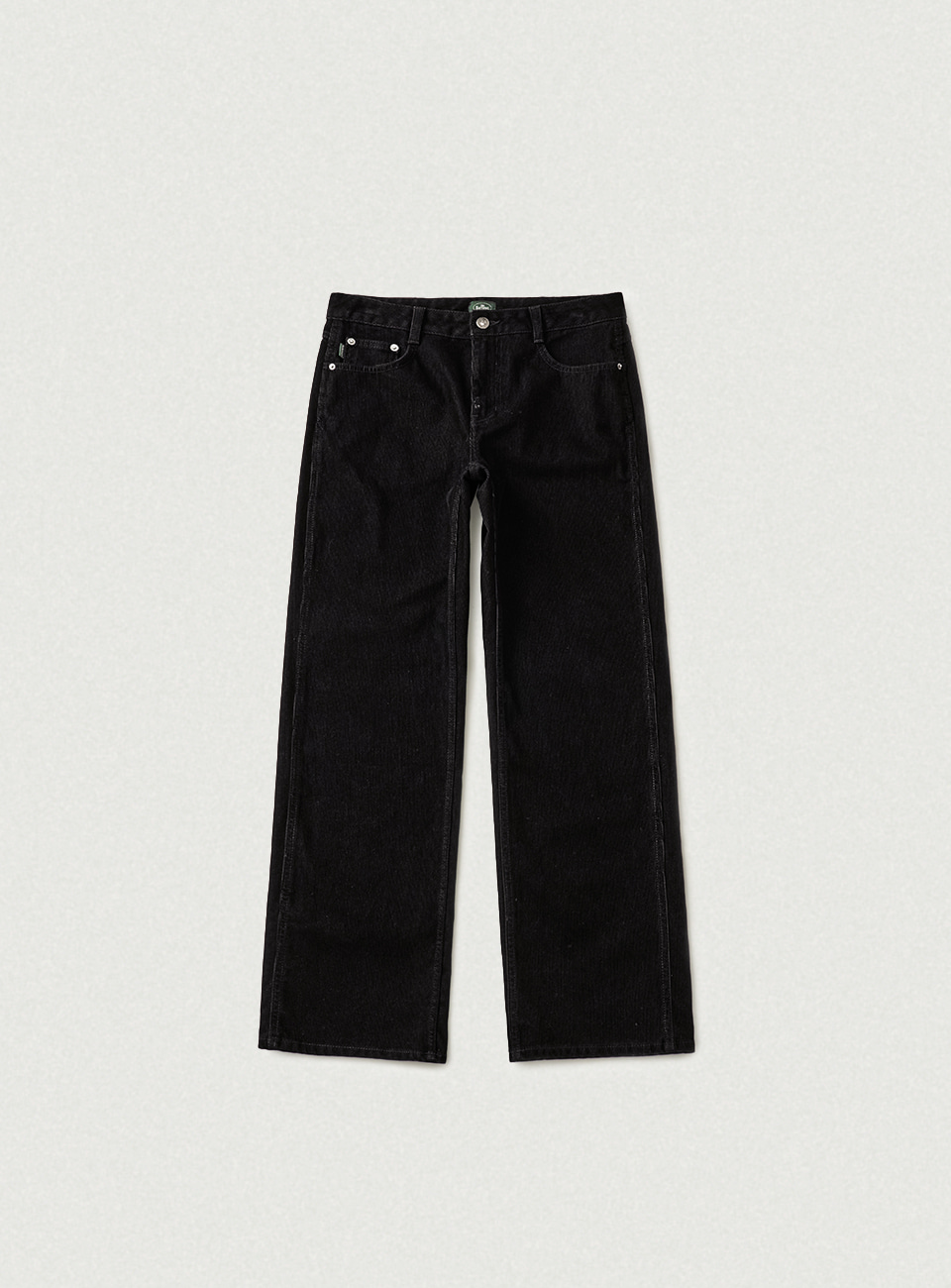 Velvet-Rib Loose Denim Pants - Black