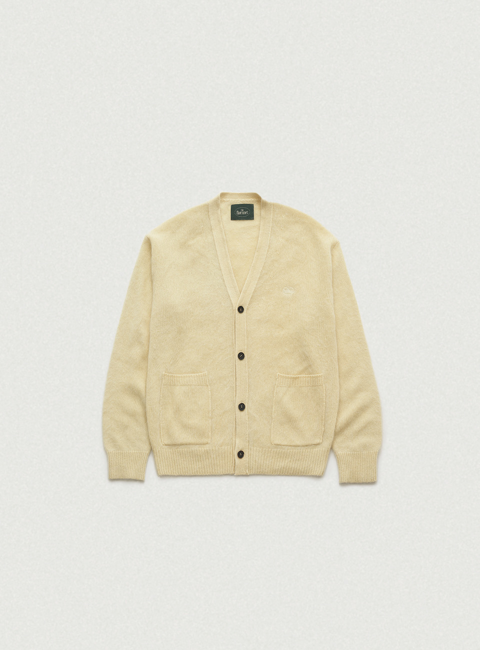 Fuzzy V-neck Knit Cardigan - Butter
