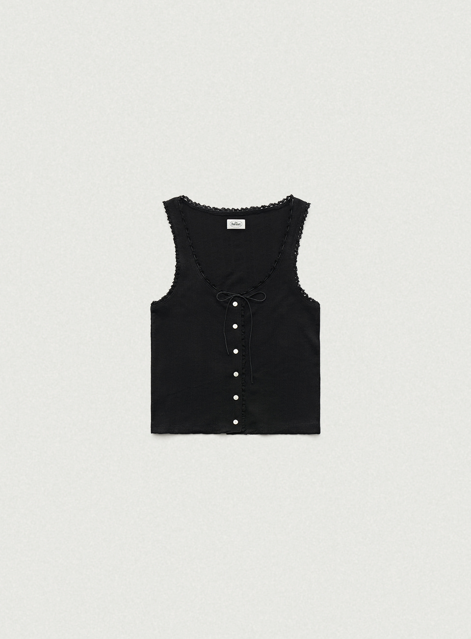Ravioli Lace-Trim Tank Top - Black