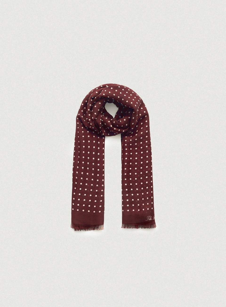 Dot Wool Silk Scarf - Burgundy