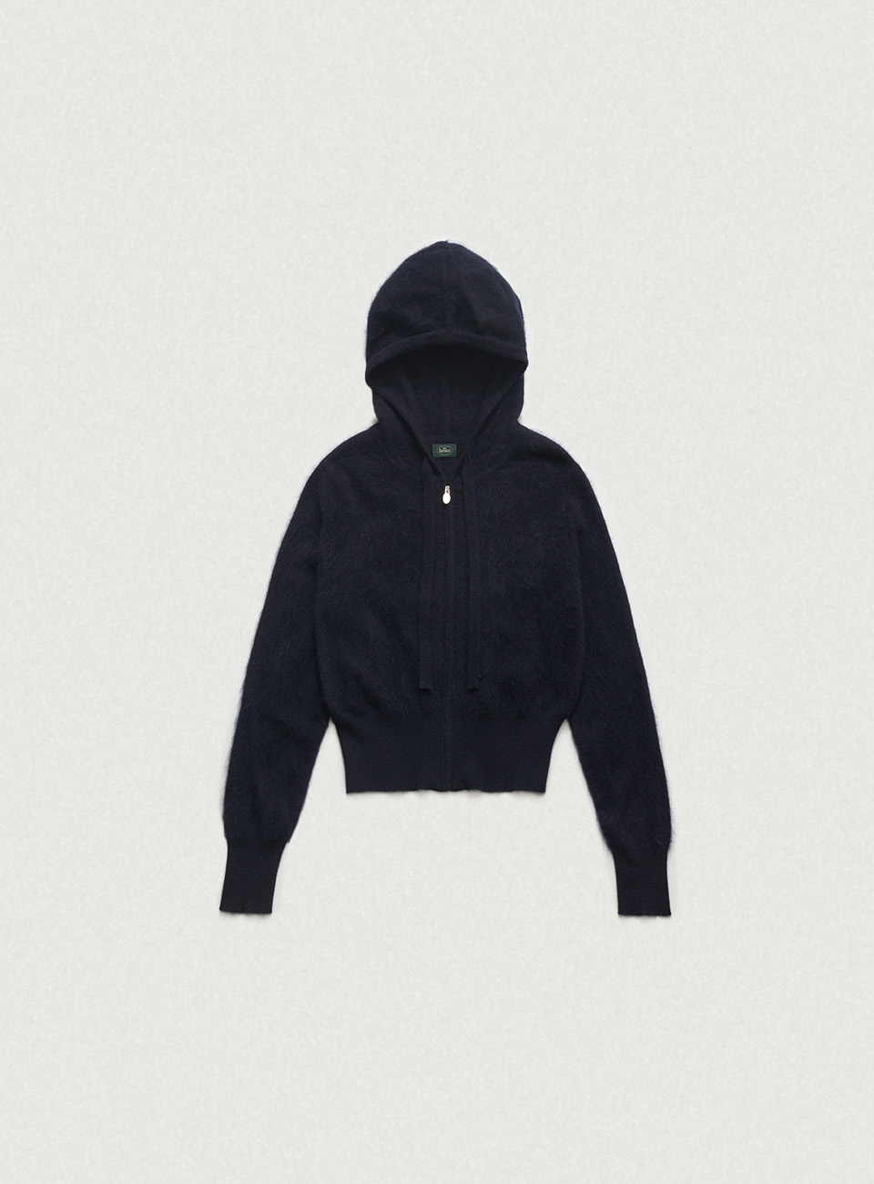 Fuzzy Hoodie Knit Zip-Up - Navy