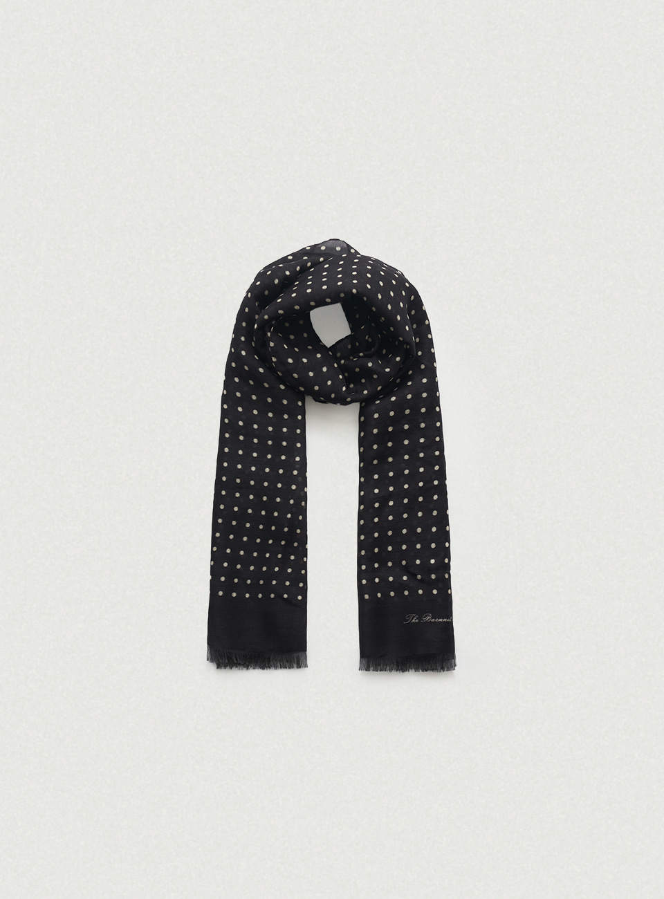 Dot Wool Silk Scarf - Black