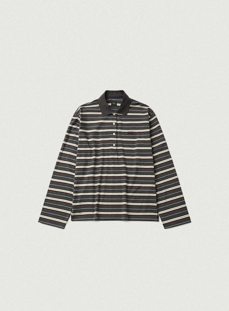 Lang Stripe Polo Top - Grey