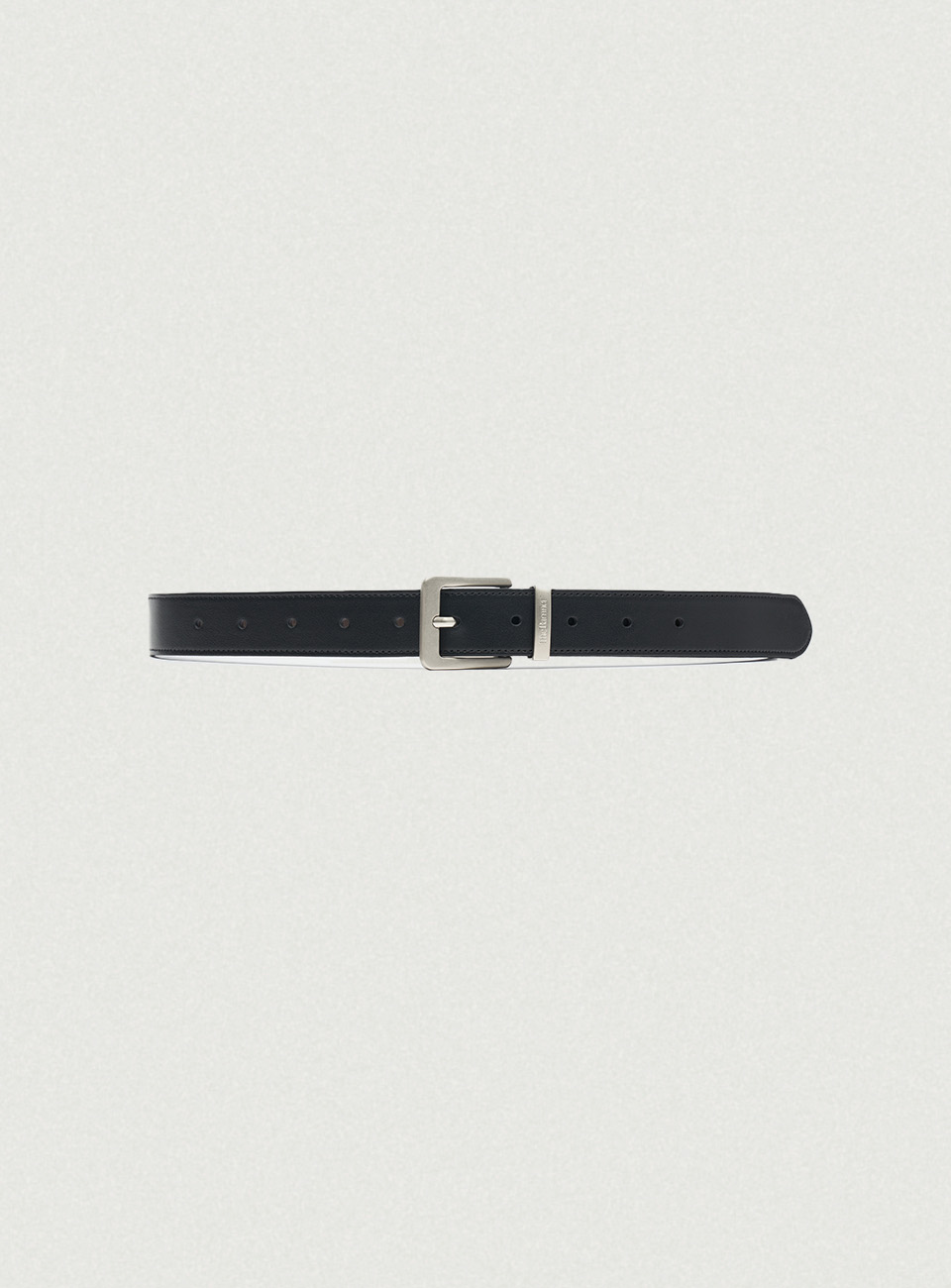 Square Cowhide Leather Belt - Black