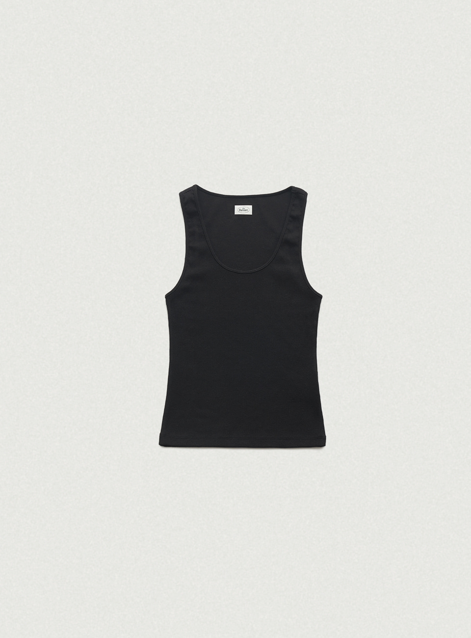 U-Neck Ribbed Tank Top - Black