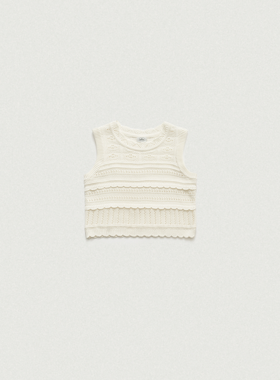 Karin Scallop Knit Vest - Cream