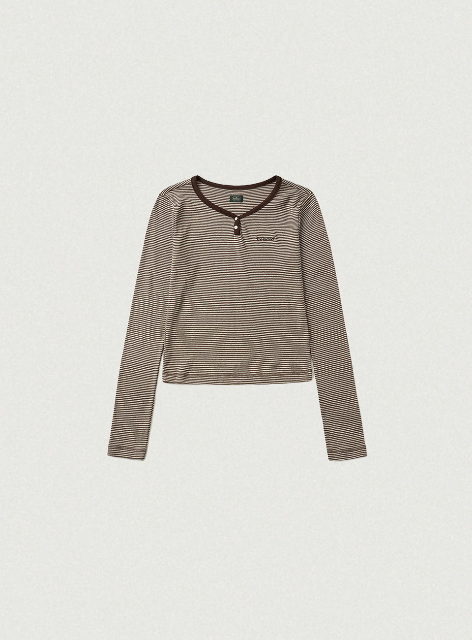 Devon Stripe Henley T-Shirt - Brown