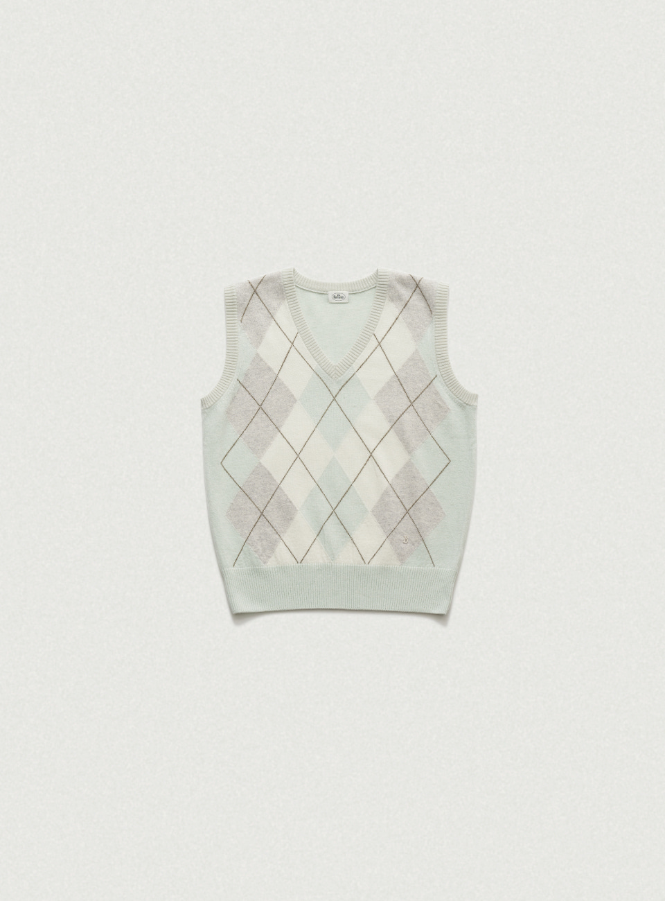 Daphne Argyle Knit Vest - Mint