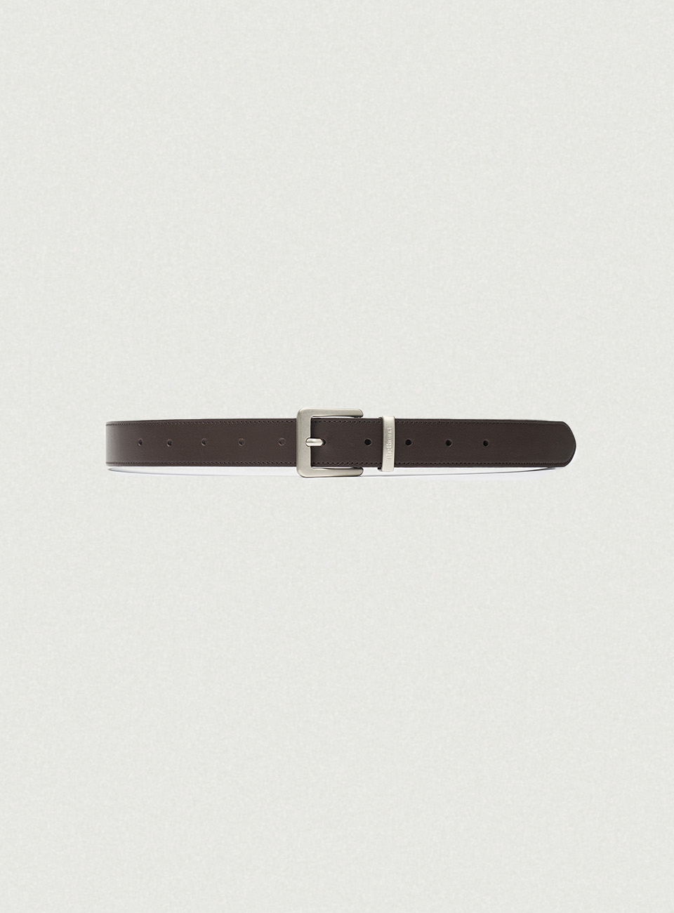 Square Cowhide Leather Belt - Brown
