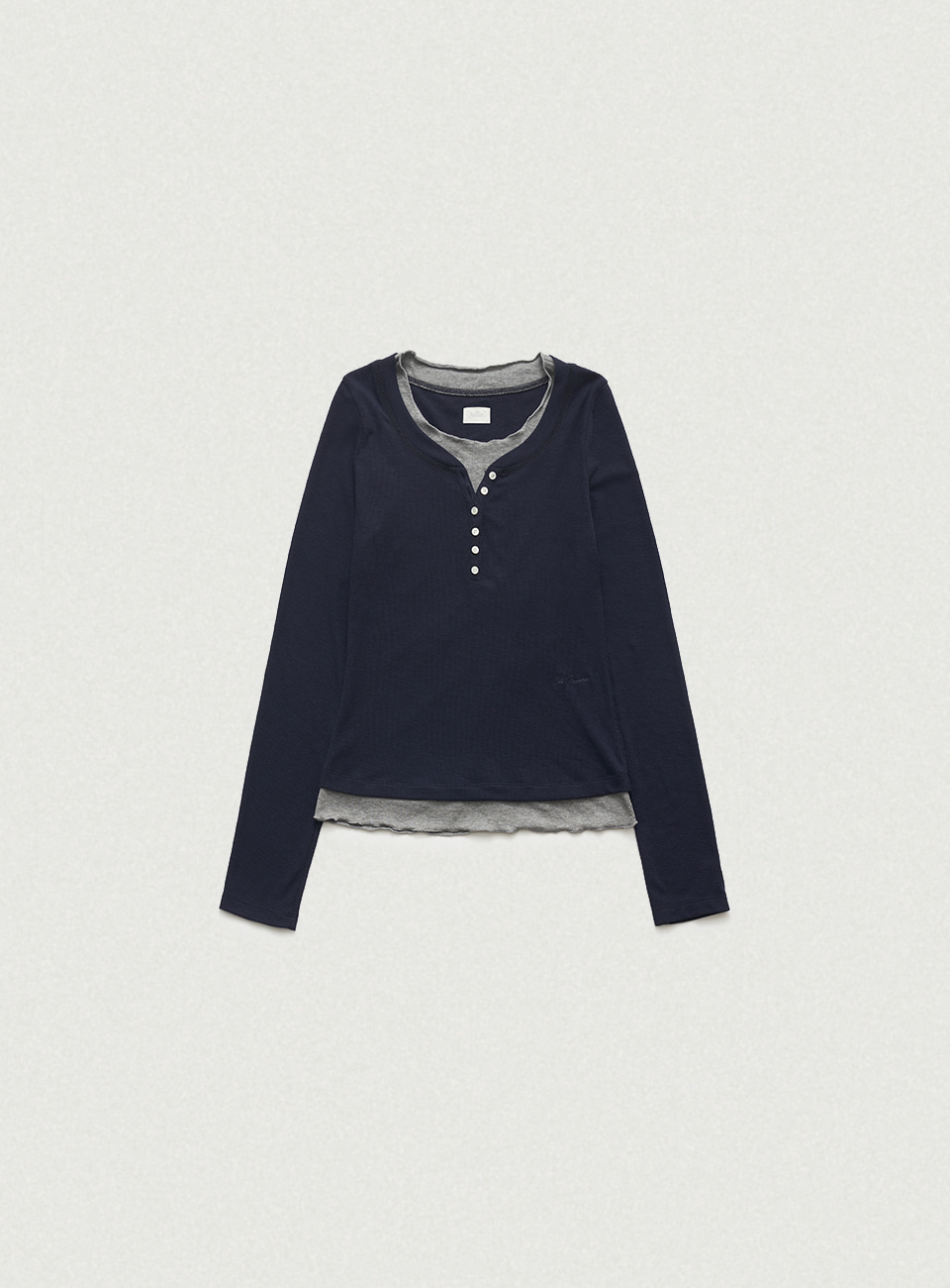 Aimee Slim Layered T-shirt - Navy