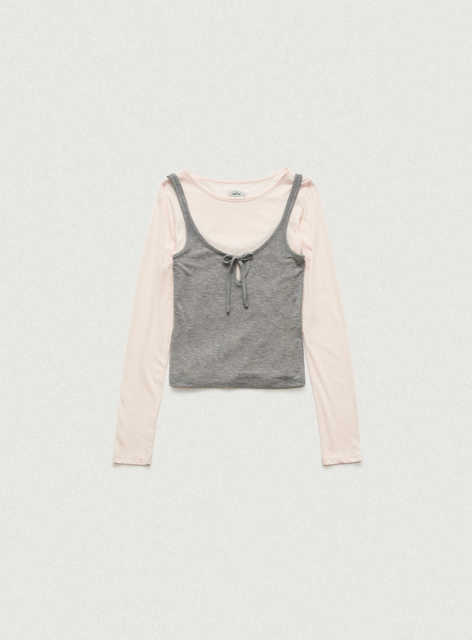 Averin Ribbon Layer T-Shirt - Light Pink