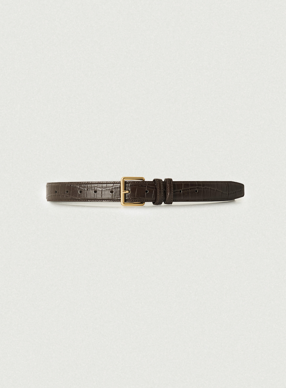 Square Bold Leather Belt - Brown