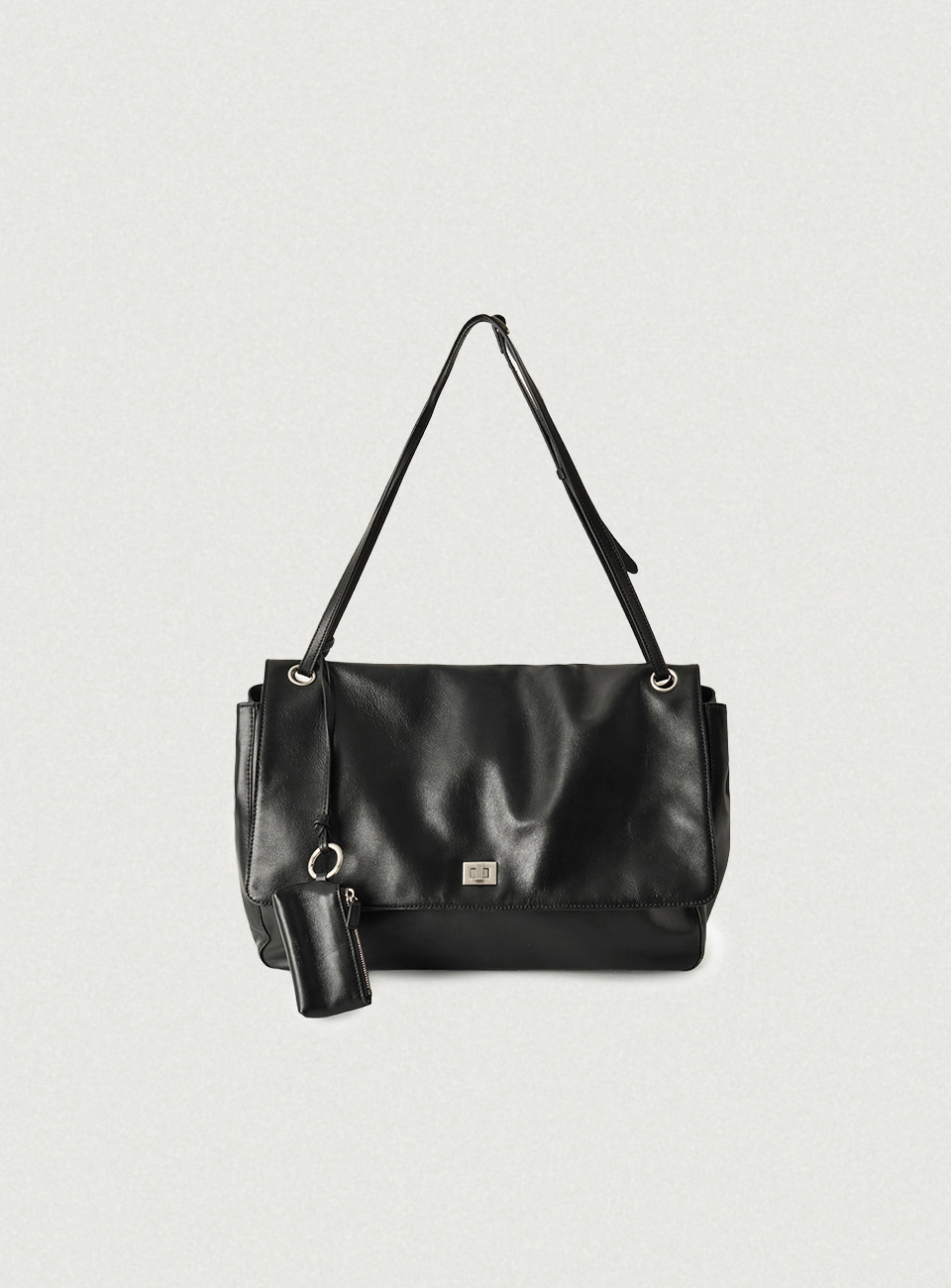 Flou Large Soft Flap Bag - Black